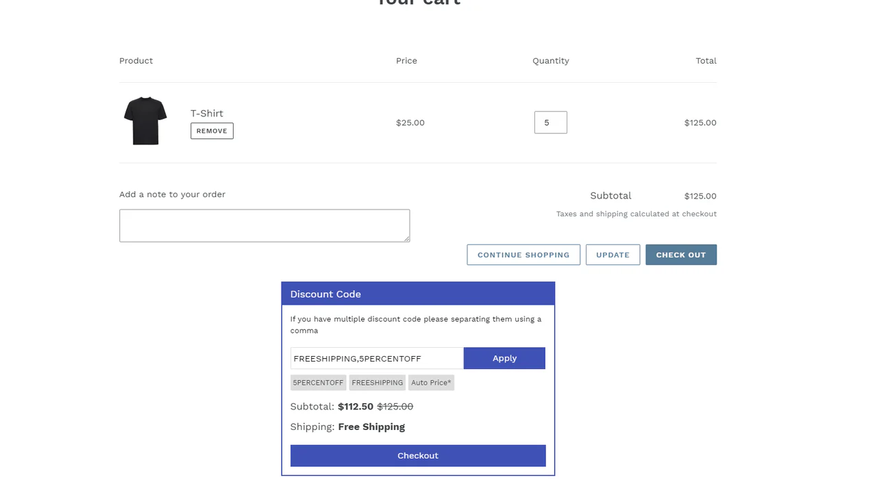 Display discount code to checkout page